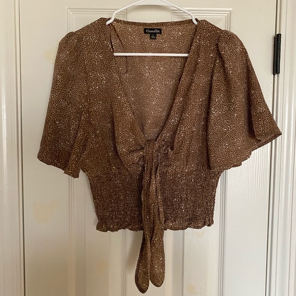 Brown Crop Blouse - Picture 2 of 6